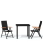 vidaXL Set Mobili da Pranzo per Giardino 3 pz Nero vidaXL Set Mobili da Pranzo per Giardino 3 pz Nero
