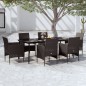 vidaXL Set da Pranzo da Giardino 7 pz con Cuscini Nero vidaXL Set da Pranzo da Giardino 7 pz con Cuscini Nero