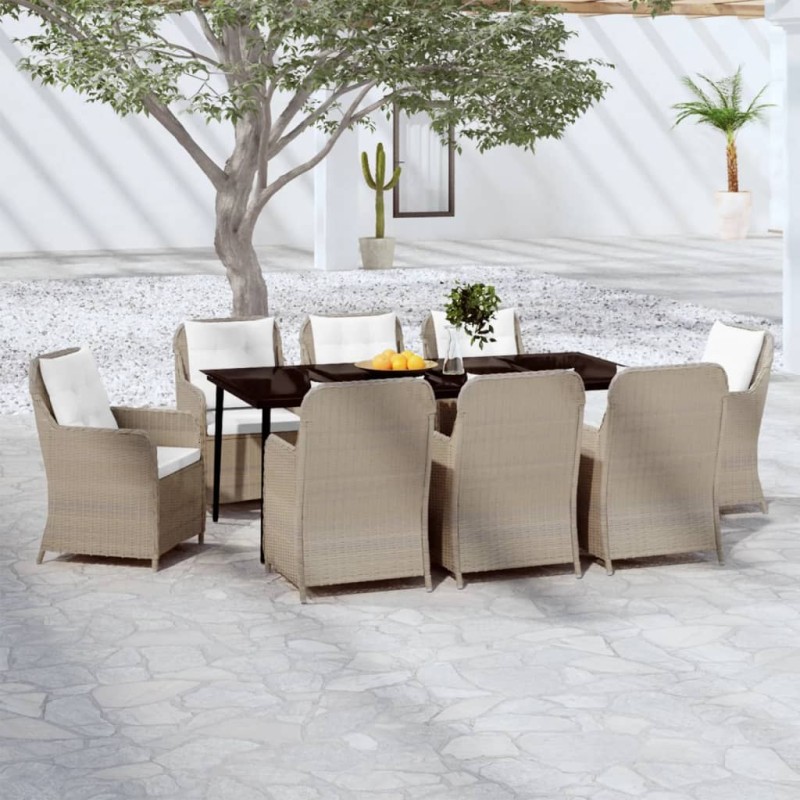 vidaXL Set Mobili da Pranzo per Giardino 9 pz Marrone vidaXL Set Mobili da Pranzo per Giardino 9 pz Marrone