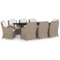 vidaXL Set Mobili da Pranzo per Giardino 9 pz Marrone vidaXL Set Mobili da Pranzo per Giardino 9 pz Marrone