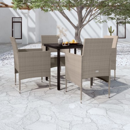 vidaXL Set da Pranzo da Giardino 5 pz con Cuscini Beige e Nero