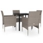vidaXL Set da Pranzo da Giardino 5 pz con Cuscini Beige e Nero vidaXL Set da Pranzo da Giardino 5 pz con Cuscini Beige e Nero