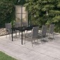 vidaXL Set da Pranzo per Giardino 7 pz con Cuscini Grigio e Nero vidaXL Set da Pranzo per Giardino 7 pz con Cuscini Grigio e Nero