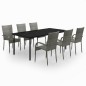vidaXL Set da Pranzo per Giardino 7 pz con Cuscini Grigio e Nero vidaXL Set da Pranzo per Giardino 7 pz con Cuscini Grigio e Nero
