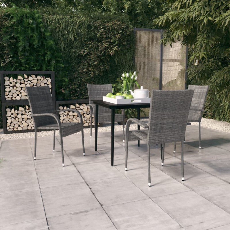 vidaXL Set Mobili da Pranzo da Giardino Grigio e Nero 5 pz vidaXL Set Mobili da Pranzo da Giardino Grigio e Nero 5 pz
