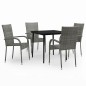 vidaXL Set Mobili da Pranzo da Giardino Grigio e Nero 5 pz vidaXL Set Mobili da Pranzo da Giardino Grigio e Nero 5 pz