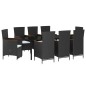 vidaXL Set Mobili da Pranzo da Giardino 9 pz con Cuscini Nero vidaXL Set Mobili da Pranzo da Giardino 9 pz con Cuscini Nero