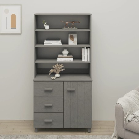 vidaXL Credenza HAMAR in Legno Massello di Pino Grigio Chiaro