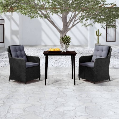 vidaXL Set Mobili da Pranzo per Giardino 3 pz Nero