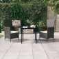 vidaXL Set da Pranzo da Giardino Nero 3 pz con Cuscini