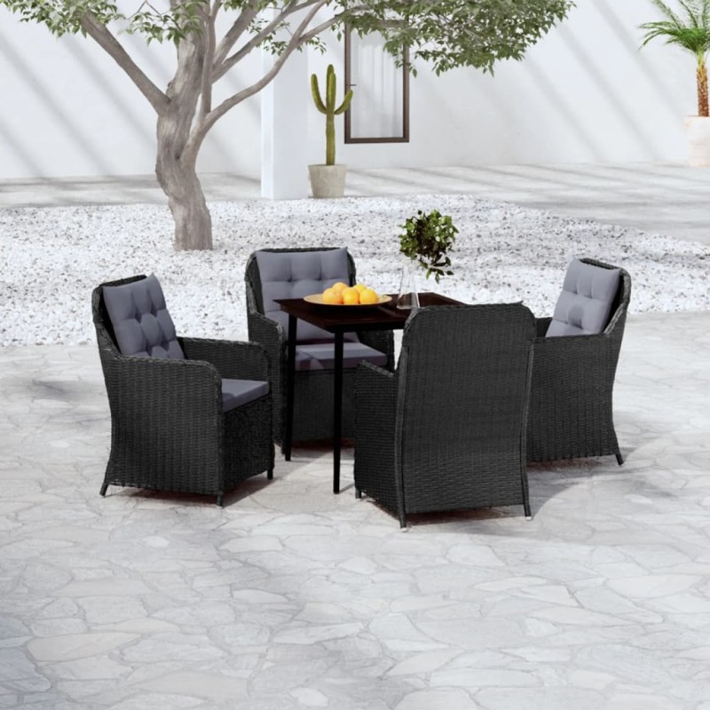 vidaXL Set Mobili da Pranzo per Giardino 5 pz Nero vidaXL Set Mobili da Pranzo per Giardino 5 pz Nero