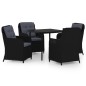 vidaXL Set Mobili da Pranzo per Giardino 5 pz Nero vidaXL Set Mobili da Pranzo per Giardino 5 pz Nero