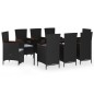 vidaXL Set Mobili da Pranzo da Giardino 9 pz con Cuscini Nero vidaXL Set Mobili da Pranzo da Giardino 9 pz con Cuscini Nero