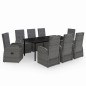 vidaXL Set Mobili da Pranzo da Giardino 9 pz con Cuscini Grigio vidaXL Set Mobili da Pranzo da Giardino 9 pz con Cuscini Grigio