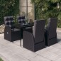 Set da Pranzo da Giardino 5 pz con Cuscini Nero Set da Pranzo da Giardino 5 pz con Cuscini Nero