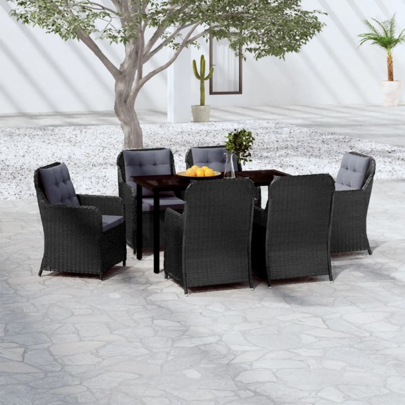 Set Mobili da Pranzo per Giardino 7 pz Nero Set Mobili da Pranzo per Giardino 7 pz Nero