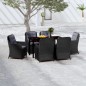 Set Mobili da Pranzo per Giardino 7 pz Nero Set Mobili da Pranzo per Giardino 7 pz Nero