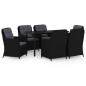 Set Mobili da Pranzo per Giardino 7 pz Nero Set Mobili da Pranzo per Giardino 7 pz Nero