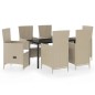 Set Mobili da Pranzo per Giardino con Cuscini 7 pz Beige Set Mobili da Pranzo per Giardino con Cuscini 7 pz Beige