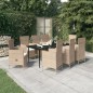 Set Mobili da Pranzo da Giardino 9 pz con Cuscini Beige Set Mobili da Pranzo da Giardino 9 pz con Cuscini Beige