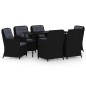 Set Mobili da Pranzo per Giardino 7 pz Nero