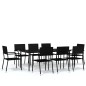 Set Mobili da Pranzo da Giardino 9 pz Nero