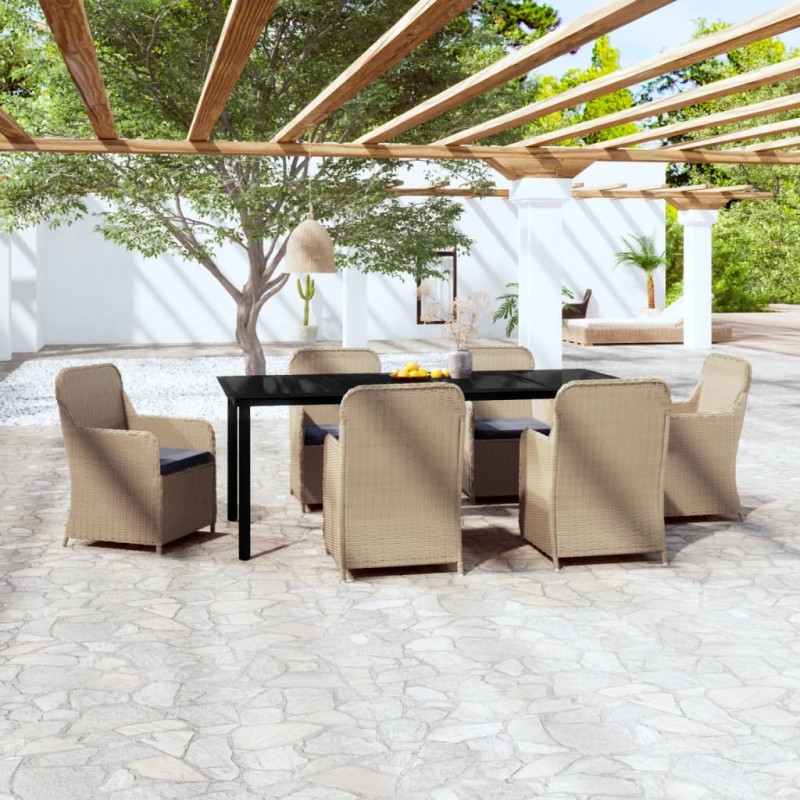 Set da Pranzo da Giardino 7 pz con Cuscini Marrone Set da Pranzo da Giardino 7 pz con Cuscini Marrone