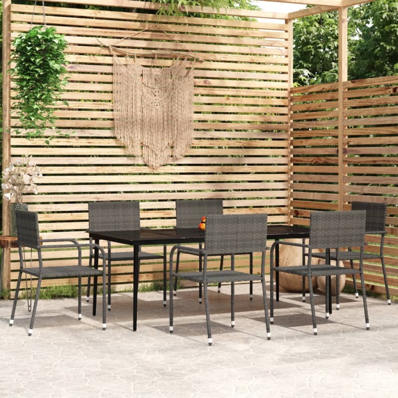 vidaXL Set Mobili da Pranzo da Giardino 7 pz Grigio vidaXL Set Mobili da Pranzo da Giardino 7 pz Grigio