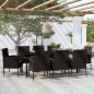 Set Mobili da Pranzo per Giardino 9 pz Nero Set Mobili da Pranzo per Giardino 9 pz Nero