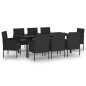 Set Mobili da Pranzo per Giardino 9 pz Nero Set Mobili da Pranzo per Giardino 9 pz Nero