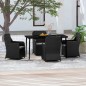 Set da Pranzo per Giardino 5 pz con Cuscini Nero Set da Pranzo per Giardino 5 pz con Cuscini Nero