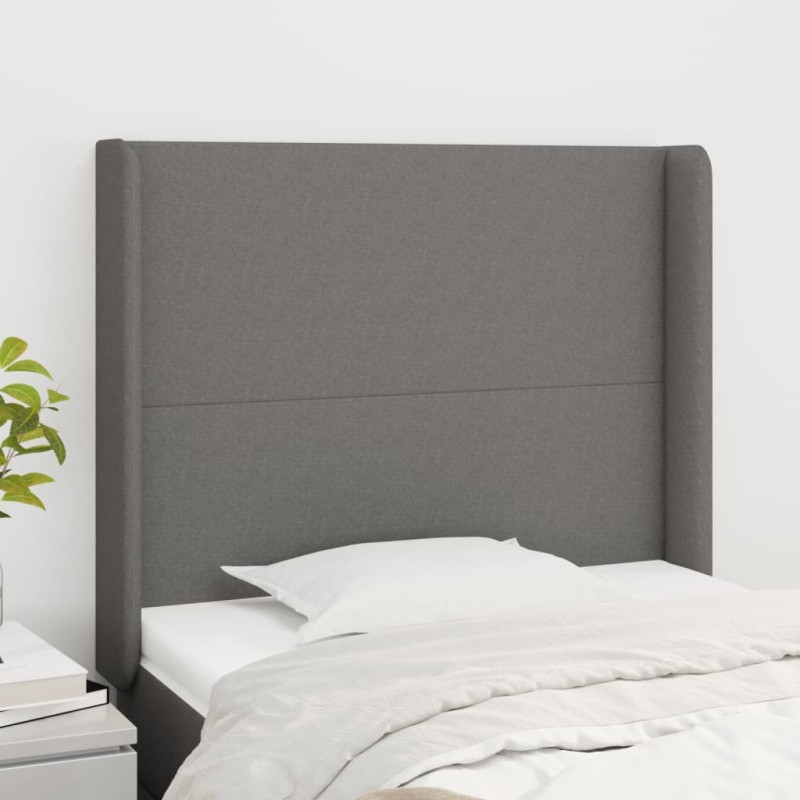 vidaXL Testiera ad Orecchio Grigio Scuro 83x16x118/128 cm in Tessuto vidaXL Testiera ad Orecchio Grigio Scuro 83x16x118/128 cm in Tessuto