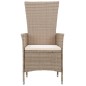 Set Mobili da Pranzo da Giardino 7 pz con Cuscini Beige
