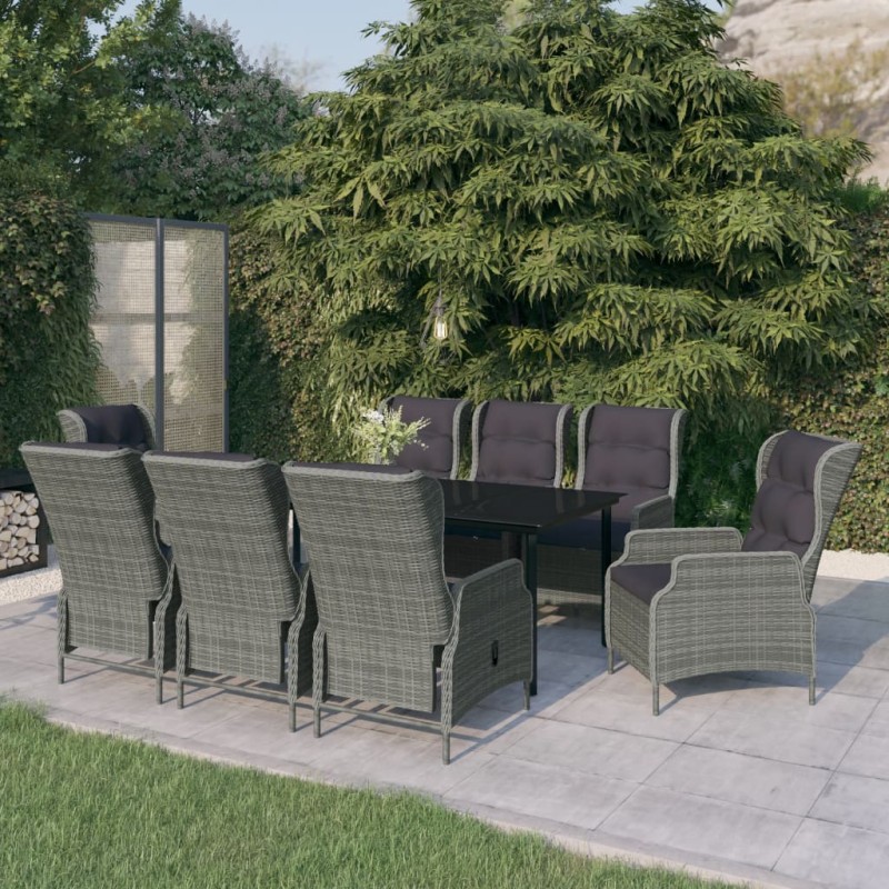 Set Mobili da Pranzo per Giardino 9 pz Grigio Chiaro Set Mobili da Pranzo per Giardino 9 pz Grigio Chiaro