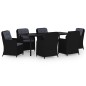 Set Mobili da Pranzo per Giardino 7 pz Nero Set Mobili da Pranzo per Giardino 7 pz Nero