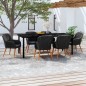 Set Mobili da Pranzo per Giardino 7 pz con Cuscini Nero