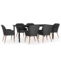 Set Mobili da Pranzo per Giardino 7 pz con Cuscini Nero