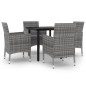 Set da Pranzo da Giardino 5 pz con Cuscini Polyrattan e Vetro Set da Pranzo da Giardino 5 pz con Cuscini Polyrattan e Vetro