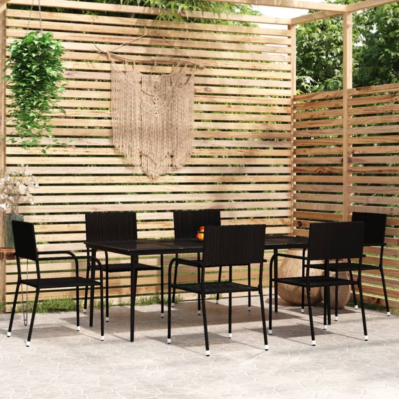 Set Mobili da Pranzo da Giardino 7 pz Nero Set Mobili da Pranzo da Giardino 7 pz Nero