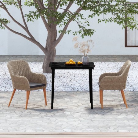 Set da Pranzo per Giardino 3 pz con Cuscini Marrone