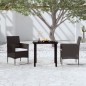 Set da Pranzo per Giardino 3 pz con Cuscini Nero Set da Pranzo per Giardino 3 pz con Cuscini Nero