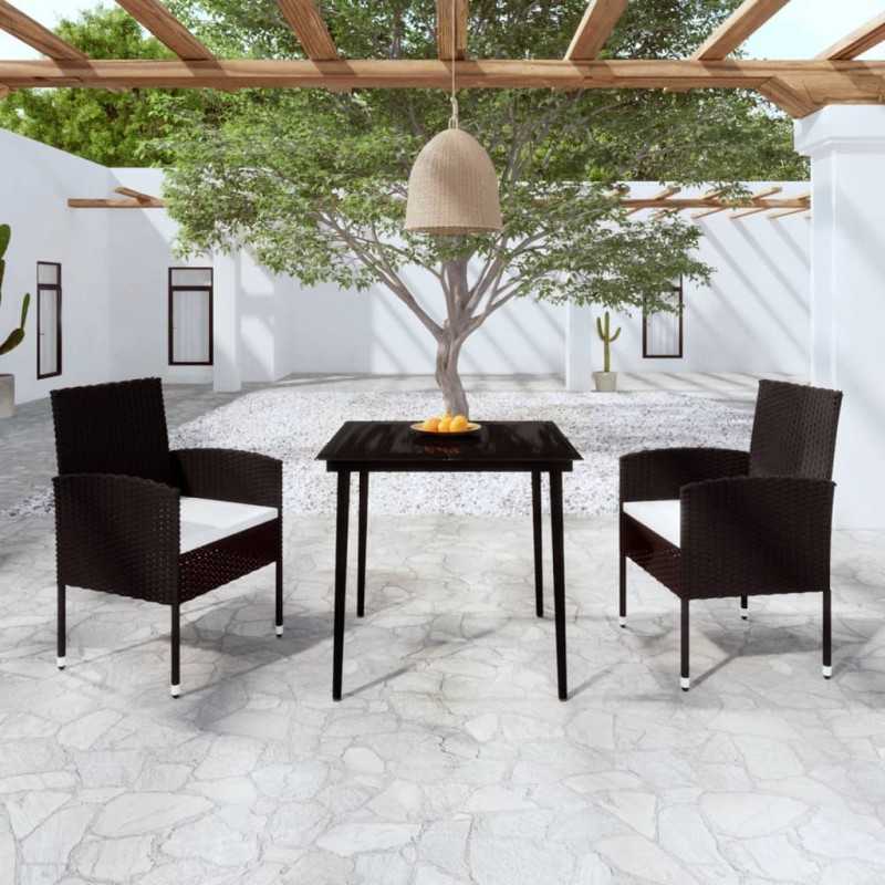 Set Mobili da Pranzo per Giardino 3 pz Nero Set Mobili da Pranzo per Giardino 3 pz Nero