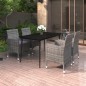 Set da Pranzo per Giardino 5 pz con Cuscini Polyrattan e Vetro Set da Pranzo per Giardino 5 pz con Cuscini Polyrattan e Vetro
