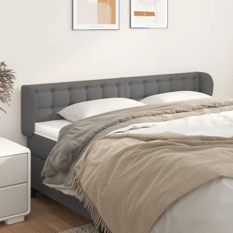 Testiera ad Orecchio Grigio 163x23x78/88 cm in Similpelle Testiera ad Orecchio Grigio 163x23x78/88 cm in Similpelle