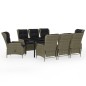 Set Mobili da Pranzo per Giardino 9 pz Marrone
