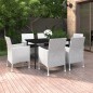Set da Pranzo per Giardino 7 pz con Cuscini Polyrattan e Vetro Set da Pranzo per Giardino 7 pz con Cuscini Polyrattan e Vetro