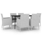 Set da Pranzo per Giardino 7 pz con Cuscini Polyrattan e Vetro Set da Pranzo per Giardino 7 pz con Cuscini Polyrattan e Vetro