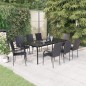 Set da Pranzo per Giardino 9 pz con Cuscini Neri Set da Pranzo per Giardino 9 pz con Cuscini Neri