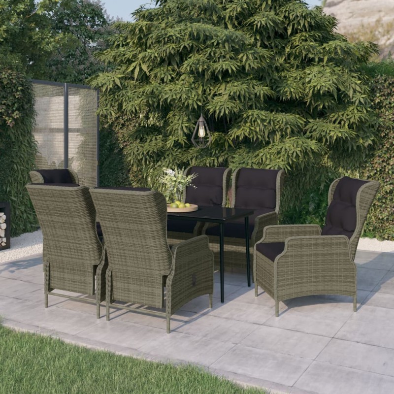 Set Mobili da Pranzo per Giardino 7 pz Marrone Set Mobili da Pranzo per Giardino 7 pz Marrone