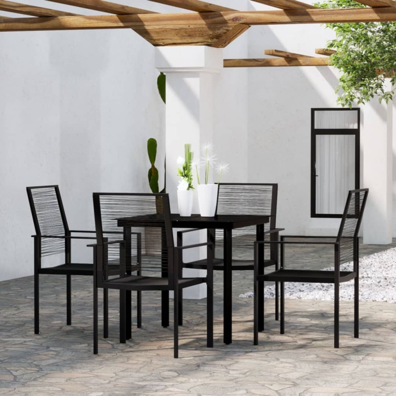 Set Mobili da Pranzo per Giardino 5 pz Nero Set Mobili da Pranzo per Giardino 5 pz Nero